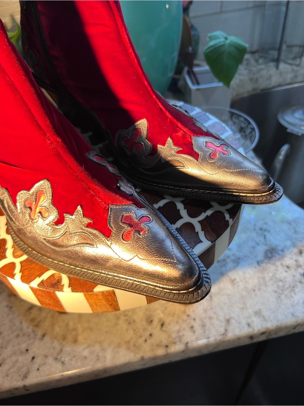 Donald J. Pliner Red Velvet Western Couture Ankle Boots NEW Price firm - Picture 6 of 16